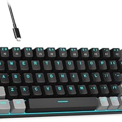 MageGee Portable 60% Mechanical Gaming Keyboard, MK-Box LED Backlit Compact 68 Keys Mini Wired Office Keyboard with Red Switch for Windows Laptop PC Mac – Black/Grey